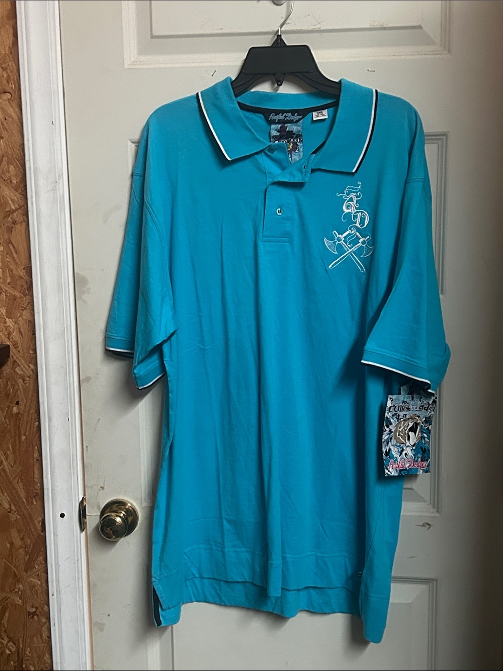 Artful Dodger Men’s Turquoise Polo with Contrast White & Black Trim (070726#1)
